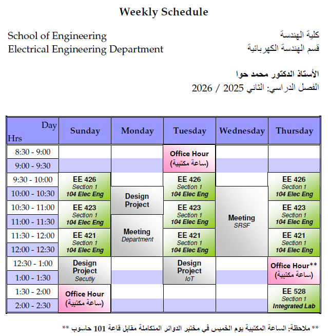 Weekly Schedule